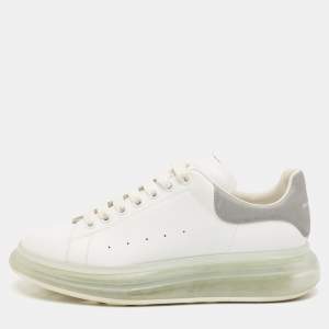 Alexander McQueen White Leather Oversized Lace Up Sneakers Size 44.5