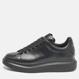 Alexander McQueen Black Leather Larry Low Top Sneakers Size 43