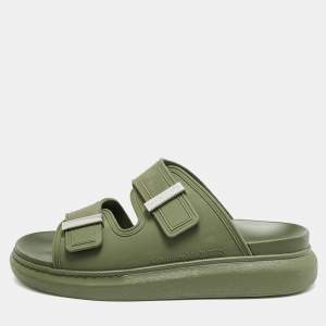 Alexander McQueen Green Rubber Hybrid Flat Sandals Size 42