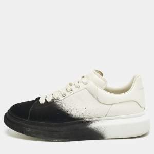 Alexander McQueen Two Tone Leather and Velvet Oversized Lace Up Sneakers Size 45