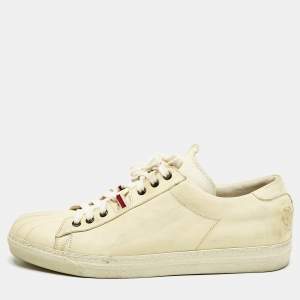 Alexander McQueen Cream Leather Lace Up Sneakers Size 45