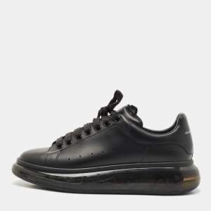 Alexander McQueen Black Leather Larry Low Top Sneakers Size 42