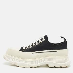 Alexander McQueen Black Canvas Tread Slick Sneakers Size 41