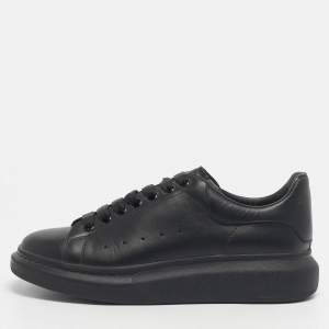 Pre Owned Alexander McQueen Black Leather Oversized Low Top Sneakers Size 43