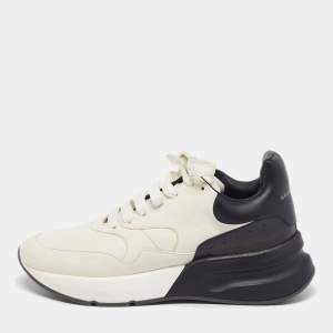 Pre Owned Alexander McQueen Oversized Runner Size 43 White/Black Leather Lace Up Sneakers