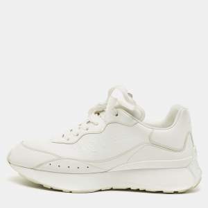 Pre Owned حذاء رياضي ألكسندر ماكوين جلد أبيض برابط مقاس 42