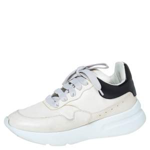 Alexander McQueen Ivory/Black Leather Platform Sneakers Size 40