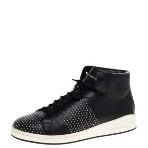 Alexander McQueen Black Leather Studded High Top Sneakers Size 41