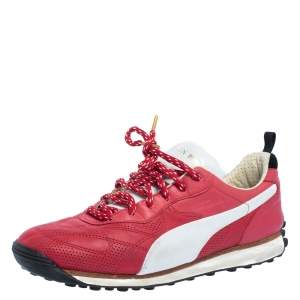Alexander McQueen For Puma Red Leather Low Top Sneakers Size 44