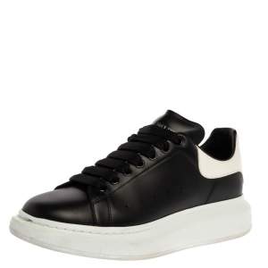 Alexander McQueen Black/White Leather Larry Low Top Sneakers Size 43