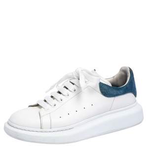 Pre Owned Alexander McQueen White Suede And Leather Exaggerated Sneakers Size 42
