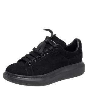 Alexander McQueen Black Suede Oversized Low Top Sneakers Size 40