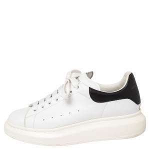 Pre Owned Alexander McQueen White/Black Leather Oversized Sneakers Size 42
