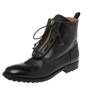 Alexander McQueen Black Leather Worker Boots Size 44 