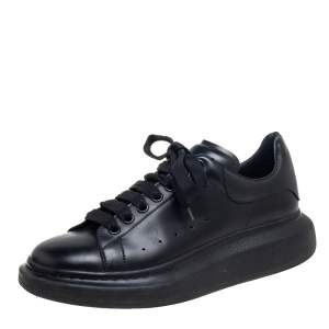 Pre Owned Alexander McQueen Black Leather Oversized  Sneakers  Size 42.5