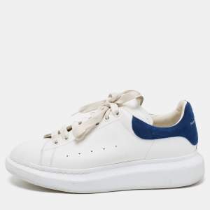 Alexander McQueen White/Blue Leather And Suede Oversized Sneaker Size 43