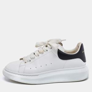 Alexander McQueen White/Black Leather Oversized Sneakers Size  41