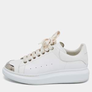 Alexander McQueen White Leather Oversized Cap Toe Low Top Sneakers Size 41
