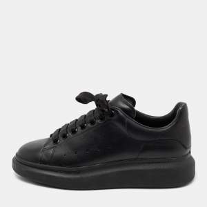 Alexander McQueen Black Leather Oversized Low-Top Sneakers Size 40