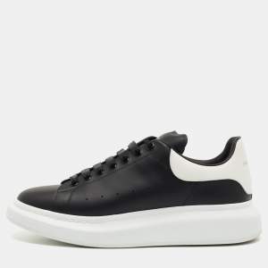 Alexander McQueen Black/White Leather Oversized Sneakers Size 46