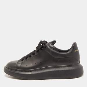 Alexander McQueen Black Leather Oversized Sneakers Size 43