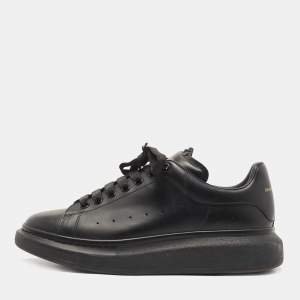 Alexander McQueen Black Leather Oversized Low Top Sneakers Size 44