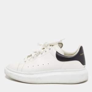 Alexander McQueen White/Black Leather Oversized Sneakers Size 41.5