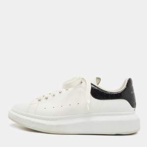 Alexander McQueen White/Black Leather Oversized Sneakers Size 41.5 