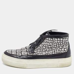 Alexander McQueen Black/White Leather High Top Sneakers Size 41