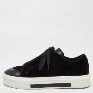 Alexander McQueen Black Velvet Lace Low Top Sneakers Size 41