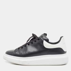 Alexander McQueen Black/White Leather Oversized Sneakers Size 43.5