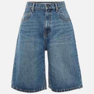 Pre Owned Alexander Wang Blue Denim Core Low Rise Wide Shorts M Waist 32"
