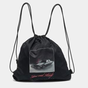 Alexander Wang Black Nylon Slow and Steady Wallie Gym Sack Backpack