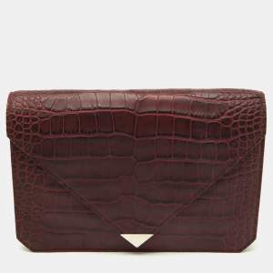 Alexander Wang Burgundy Croc Embossed Leather Prisma Envelope Clutch