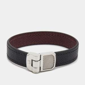 Dunhill Deco Leather Silver Tone Bracelet