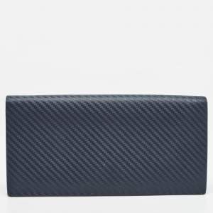 Alfred Dunhill Navy Blue Leather Long Bifold Wallet 