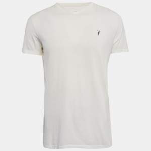 All Saints Off-White Cotton V-Neck T-Shirt M