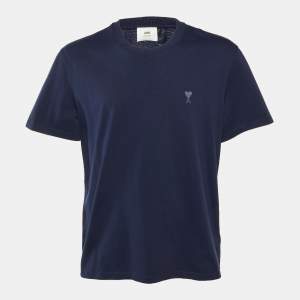 Pre Owned Ami Alexandre Mattiussi Blue Cotton Crew Neck T Shirt