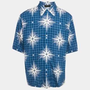 Amiri Blue Startburst Print Crepe Champ Shirt XL