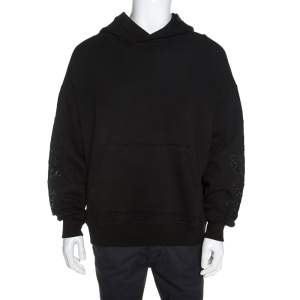 Amiri Black Knit Glitter Dagger Detail Hooded Sweatshirt S