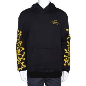 Amiri Black & Yellow Bones Print Cotton Pullover Hoodie M