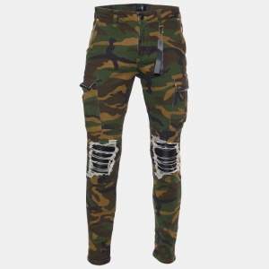 Amiri Green Camouflage Print Cotton Cargo Pants M