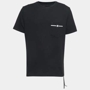 Amiri Black Cotton Logo Print Pocket T-Shirt L