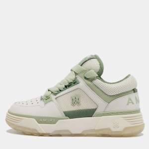 Amiri White/Green Leather and Mesh MA1 Lace Up Sneakers Size 40