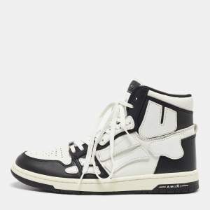Amiri White/Black Leather Skel High Top Sneakers Size 43