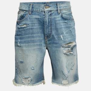 Amiri Blue Distressed Denim Shorts M Waist 32"