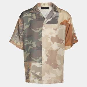 Amiri Multicolor Camouflage Print Silk Shirt L