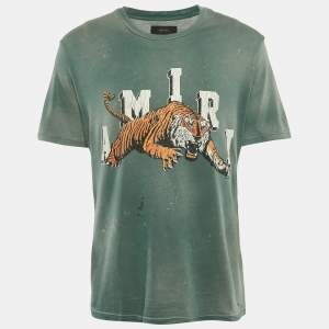 Amiri Vintage Green Tiger Print Cotton Crew Neck T-Shirt M
