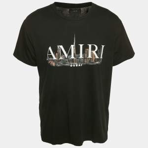 Amiri Black Logo Print Cotton Crew Neck T-Shirts M
