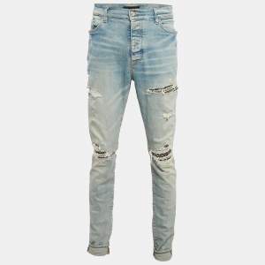 Amiri Blue Washed Denim Distressed Jeans XXL Waist 38"